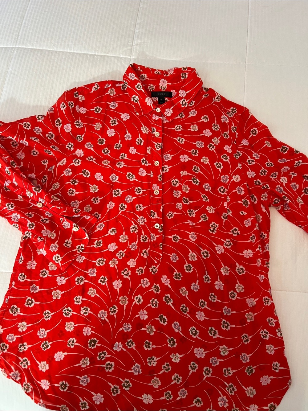 J. Crew Red with lavender and khaki Floral Button-Down Shirt